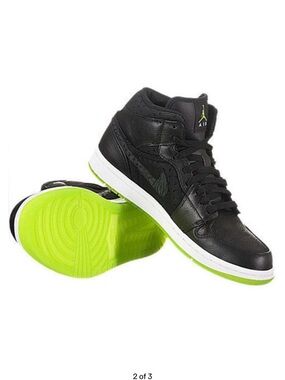 Jordan Kids High-Top Sneakers in Black & Neon Green